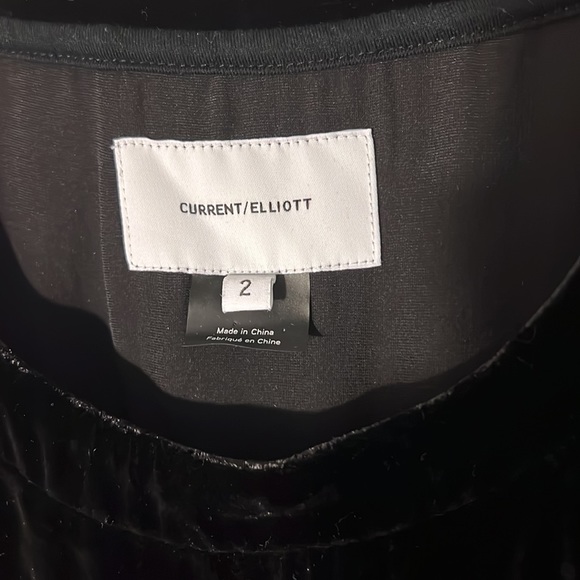 Current/Elliot black velvet ruffle-sleeved tshirt, size M - Picture 2 of 6